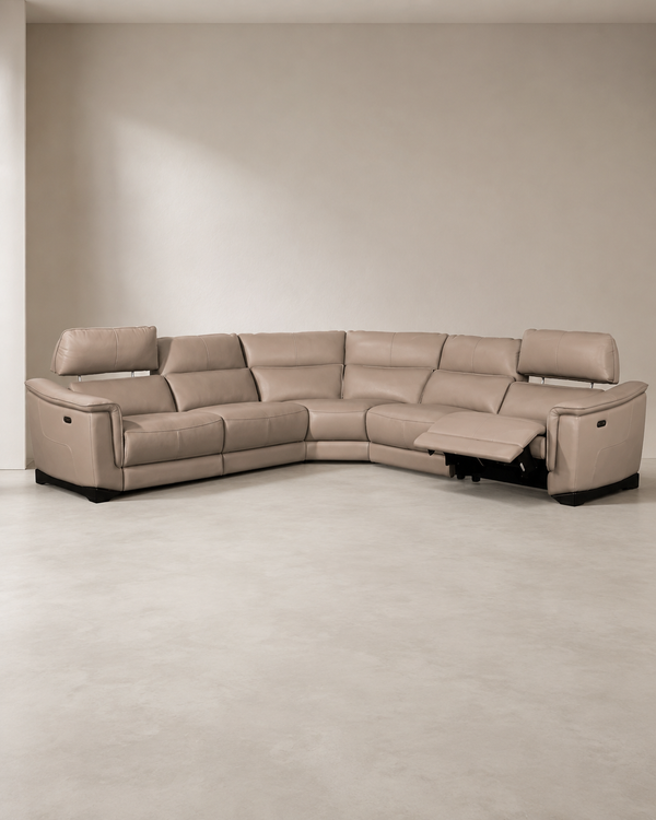 Rockford Half Leather Recliner Sectional Sofa