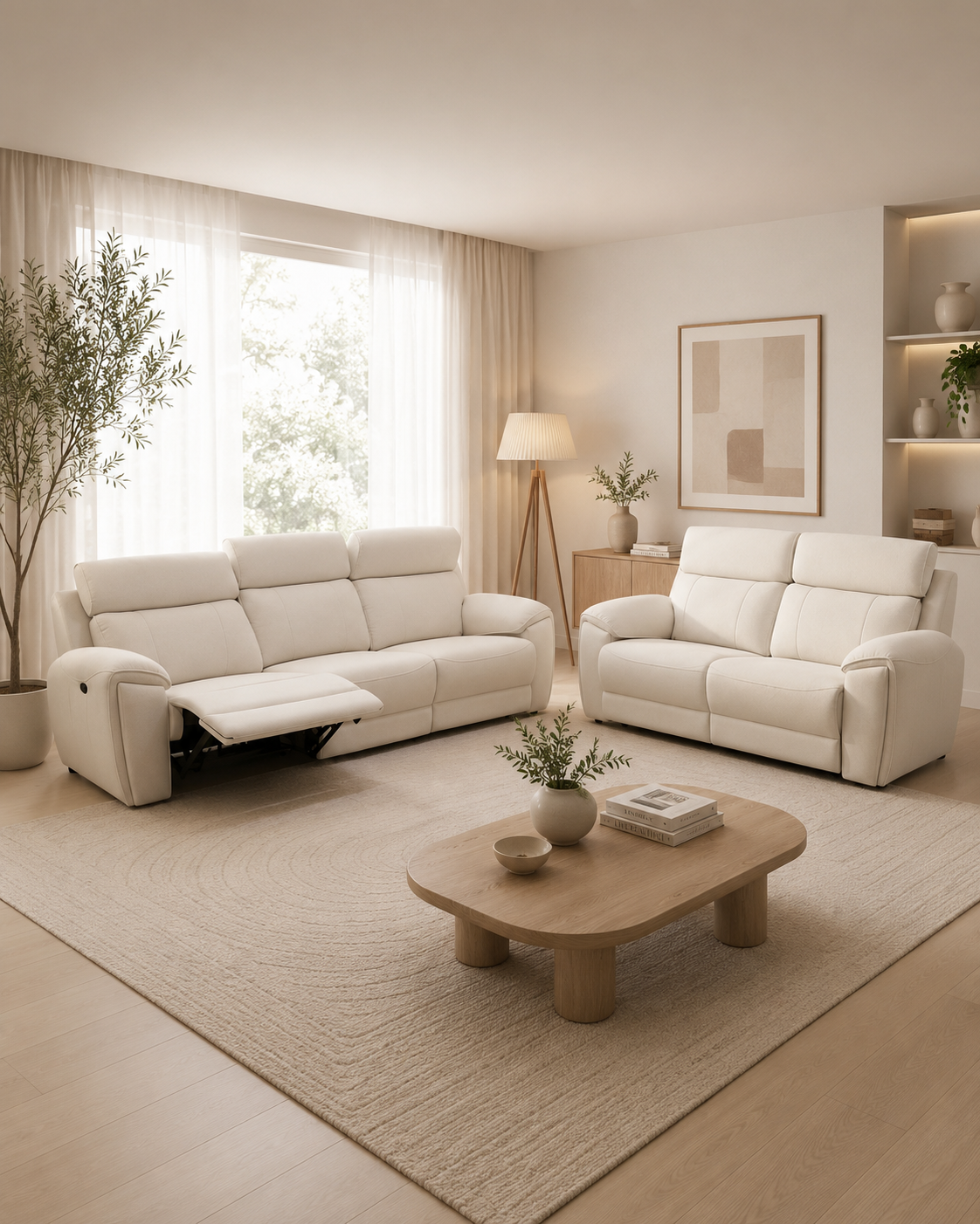 Arden Fabric Adjustable Headrest Recliner Sofa