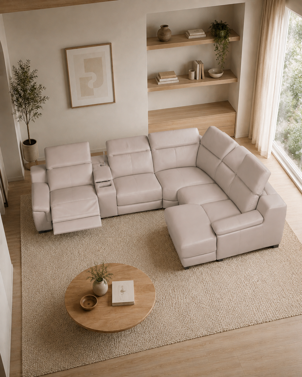 Morningside Genuine Leather Recliner Sectional Sofa