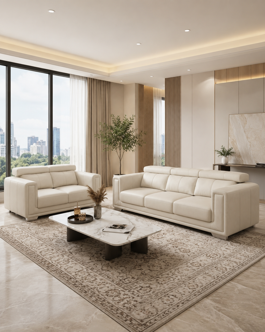 Neroli Fabric Adjustable Headrest Slider Sofa