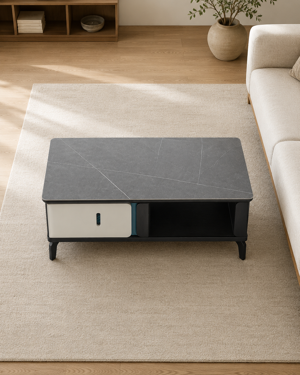 Veyra Stone-Look Storage Coffee Table