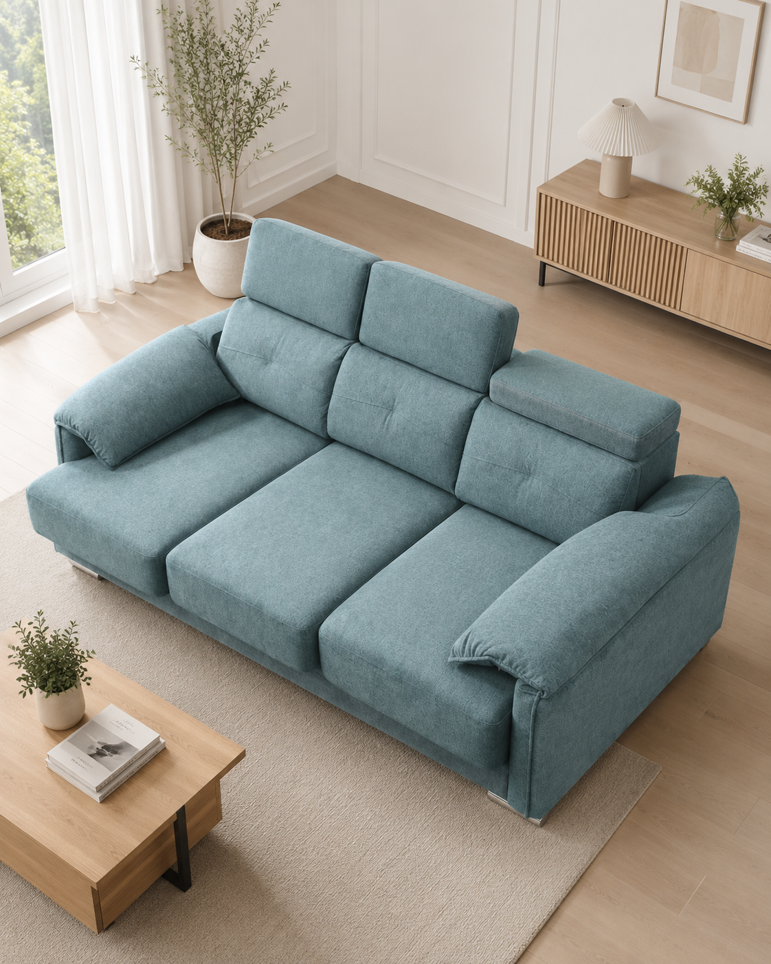 Maris Fabric Adjustable Headrest Slider Sofa