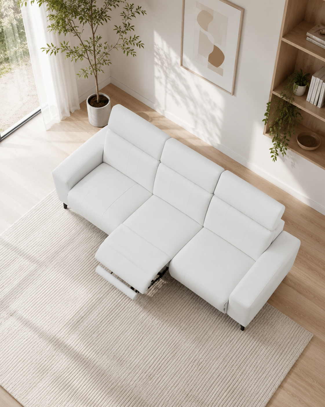 Casella Fabric Adjustable Headrest Recliner Sofa