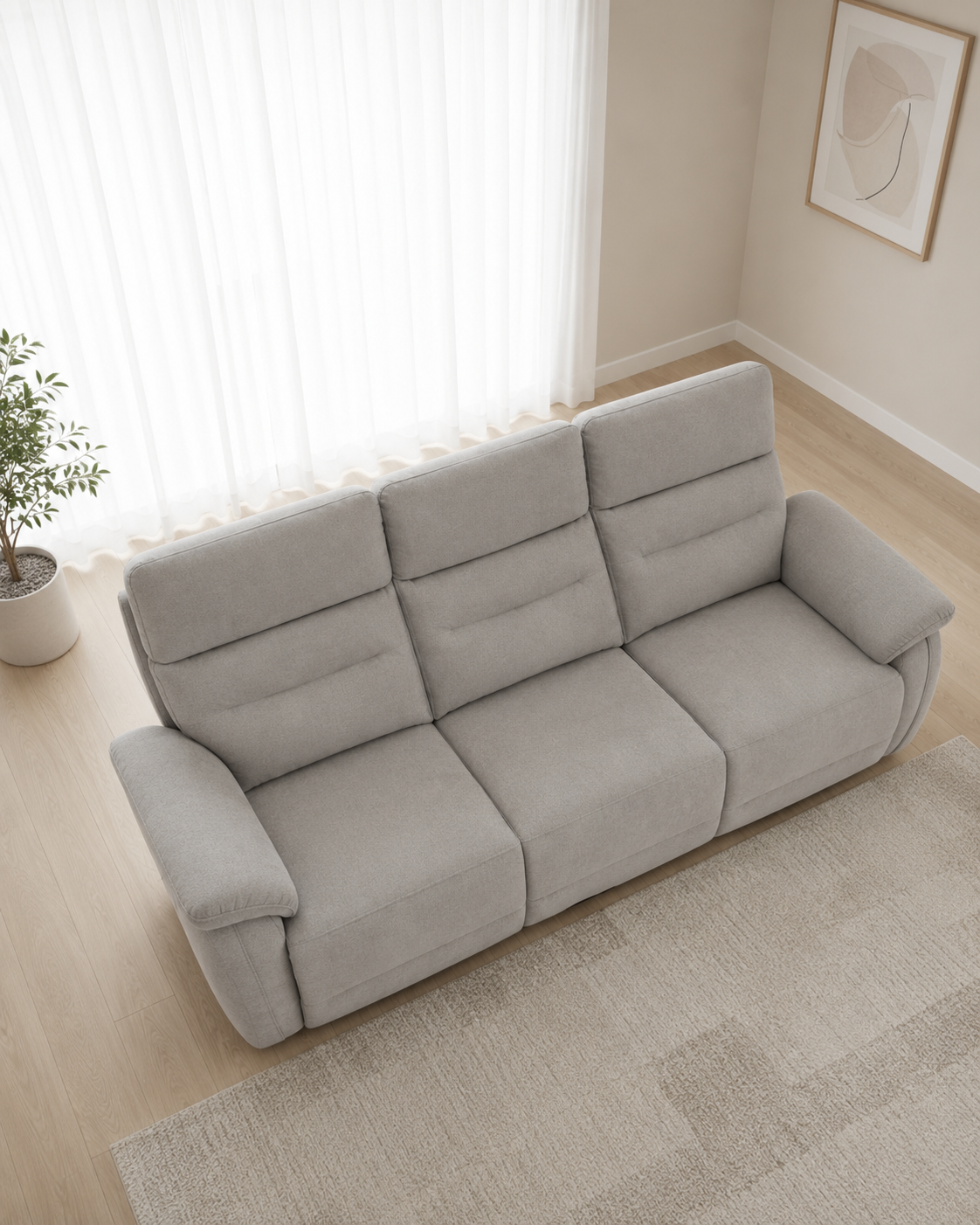 Elowen Fabric Adjustable Headrest Recliner Sofa