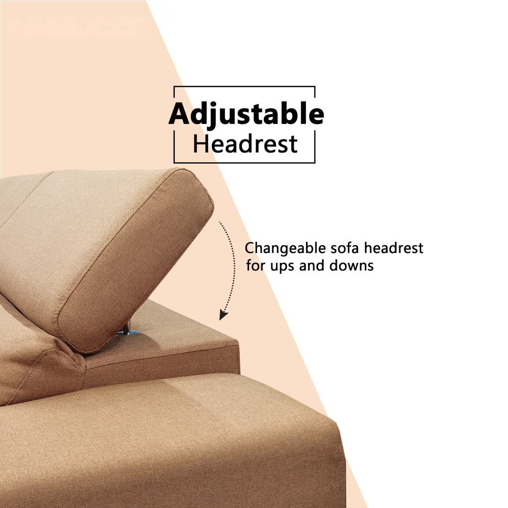 Moryn Fabric L-Shaped Adjustable Headrest Sofa by Esteller (Pet Friendly & Easy Clean)