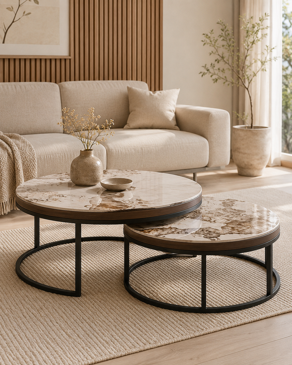 Kaelen Sintered Stone Nesting Coffee Table