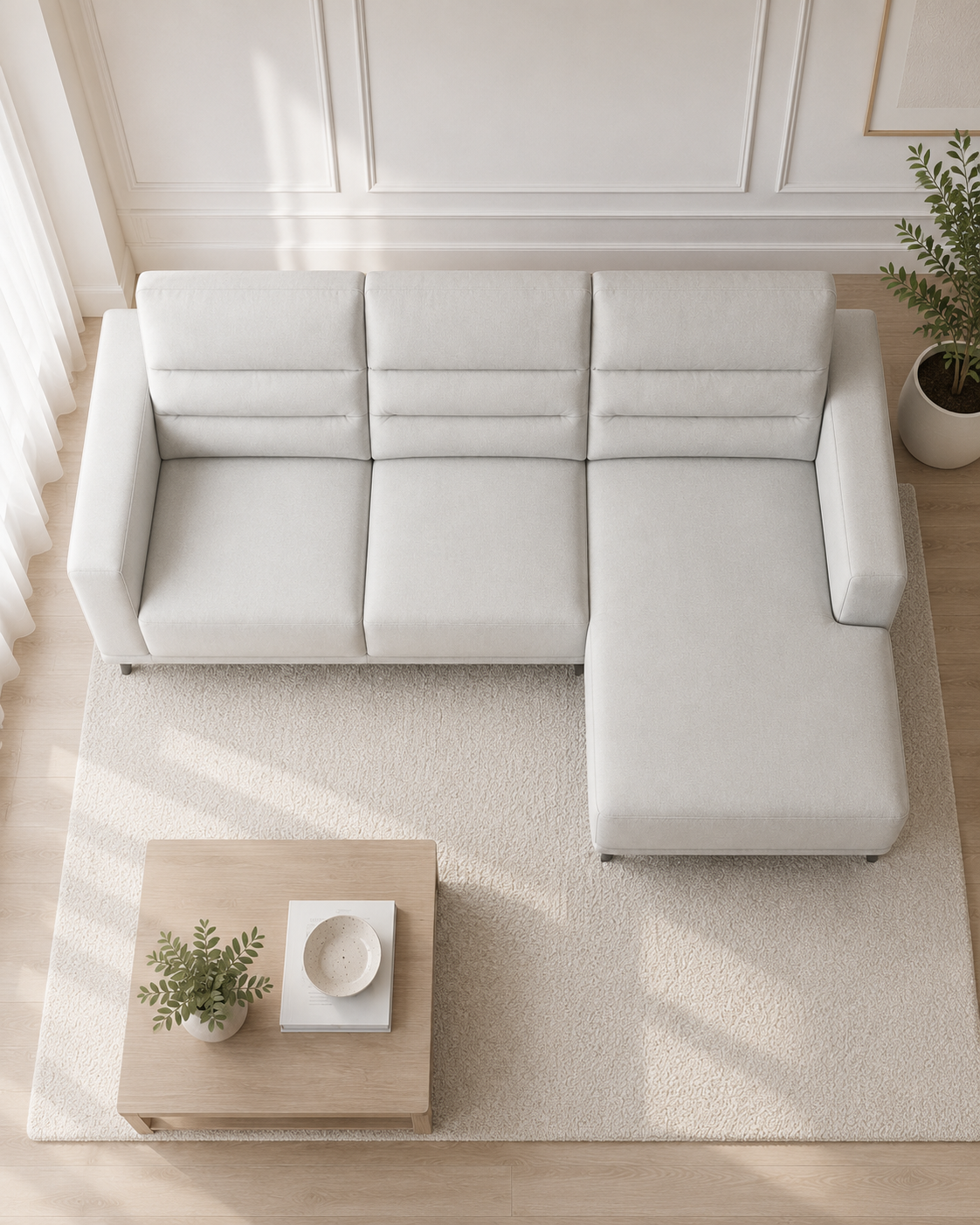 Rivelle Genuine Leather Adjustable Headrest L-Shaped Sofa