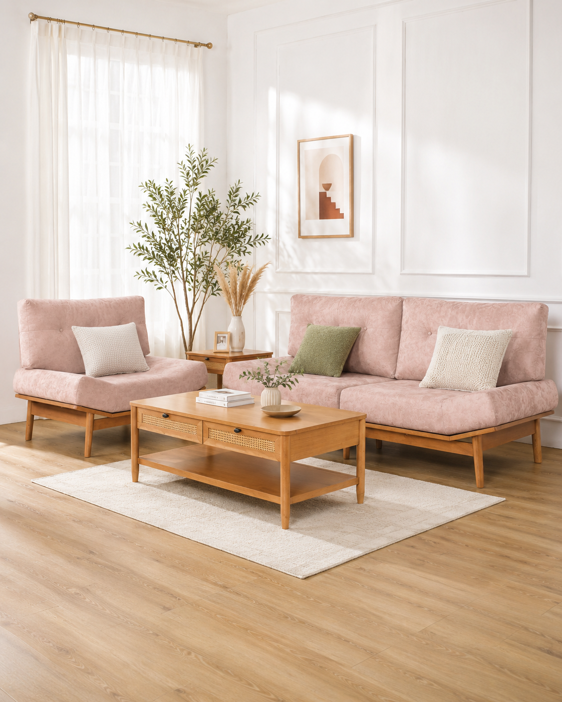 Finn Tufted Wooden Sofa