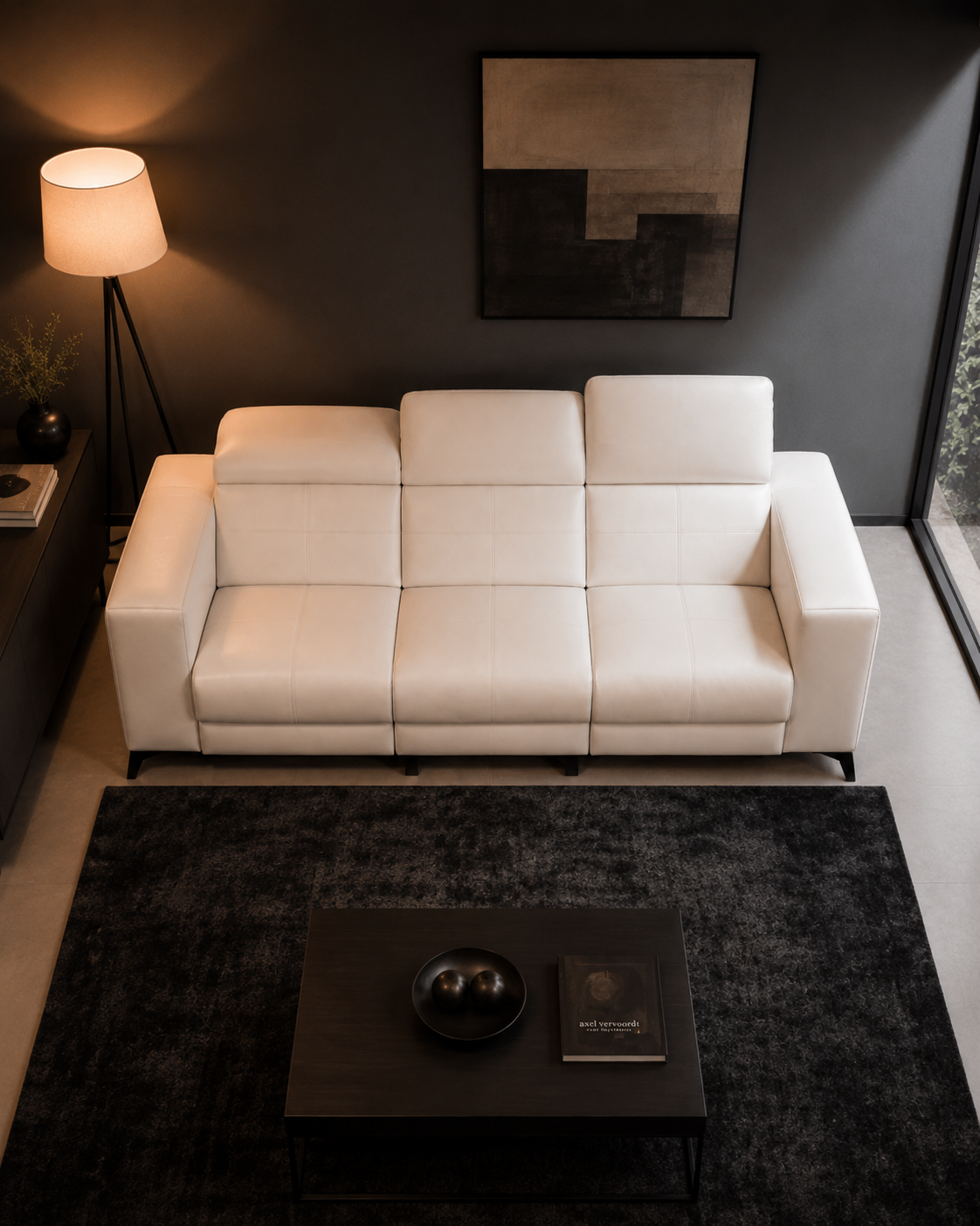 Davenport Half Leather Recliner Sofa