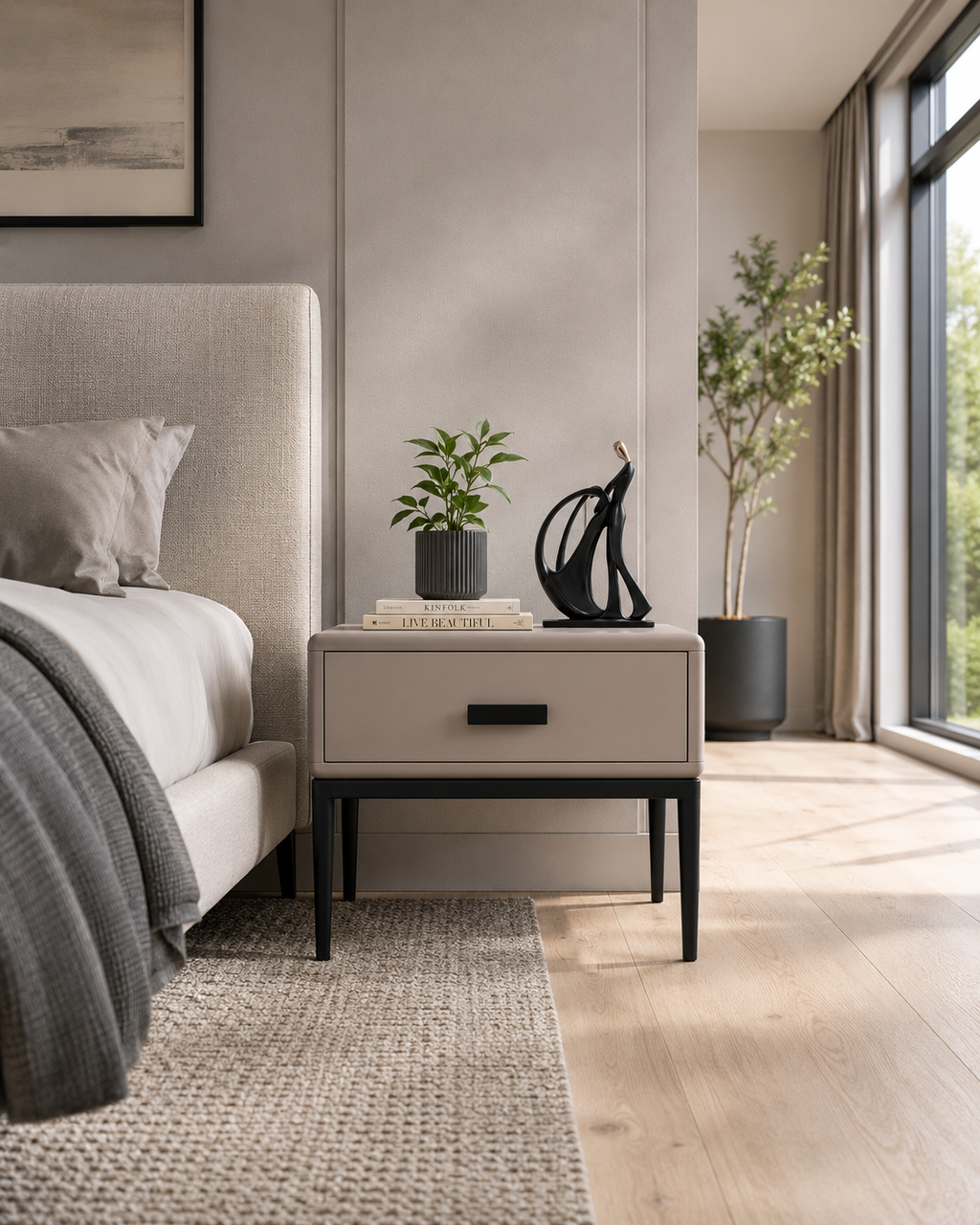Corin Taupe Bedside Table