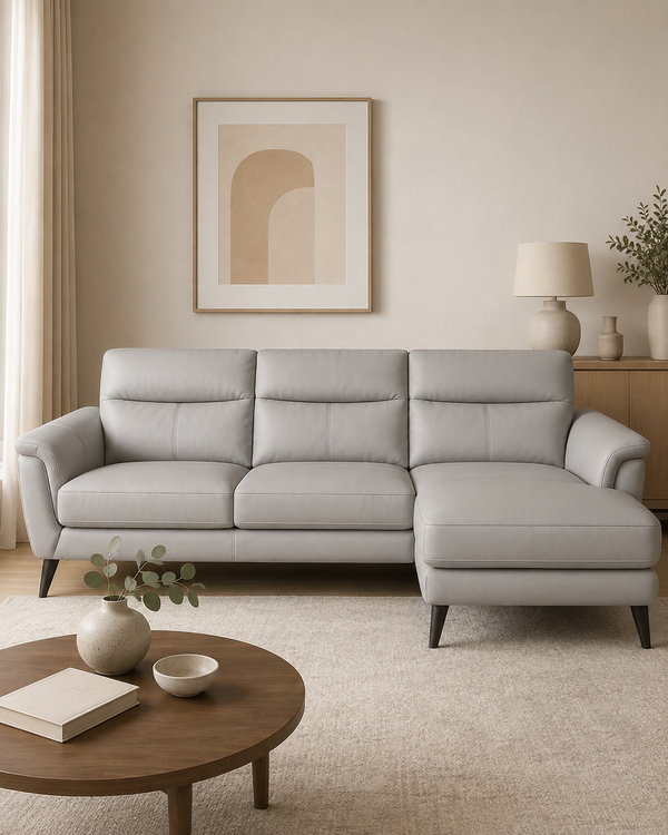 Canterbury Half Leather Chaise Sofa
