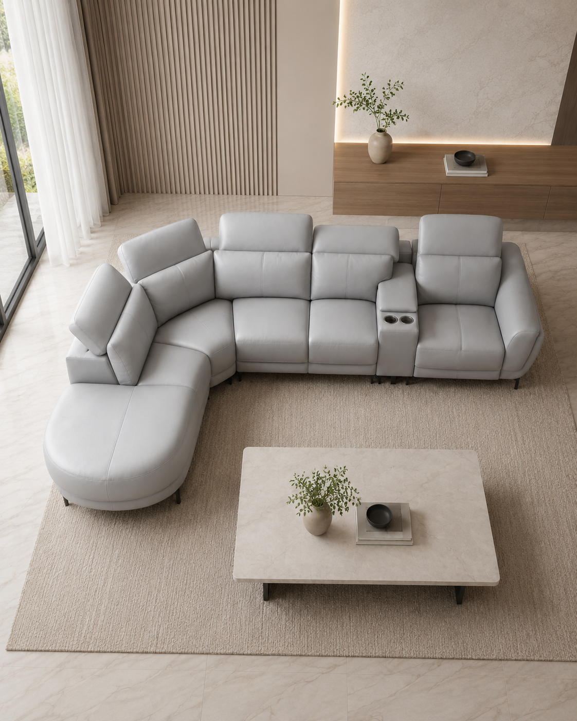 Northcott Half Leather Recliner Sectional Sofa