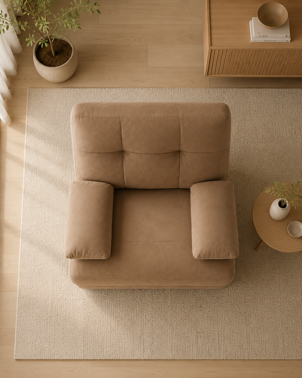 Ember Fabric Adjustable Armrest Sofa