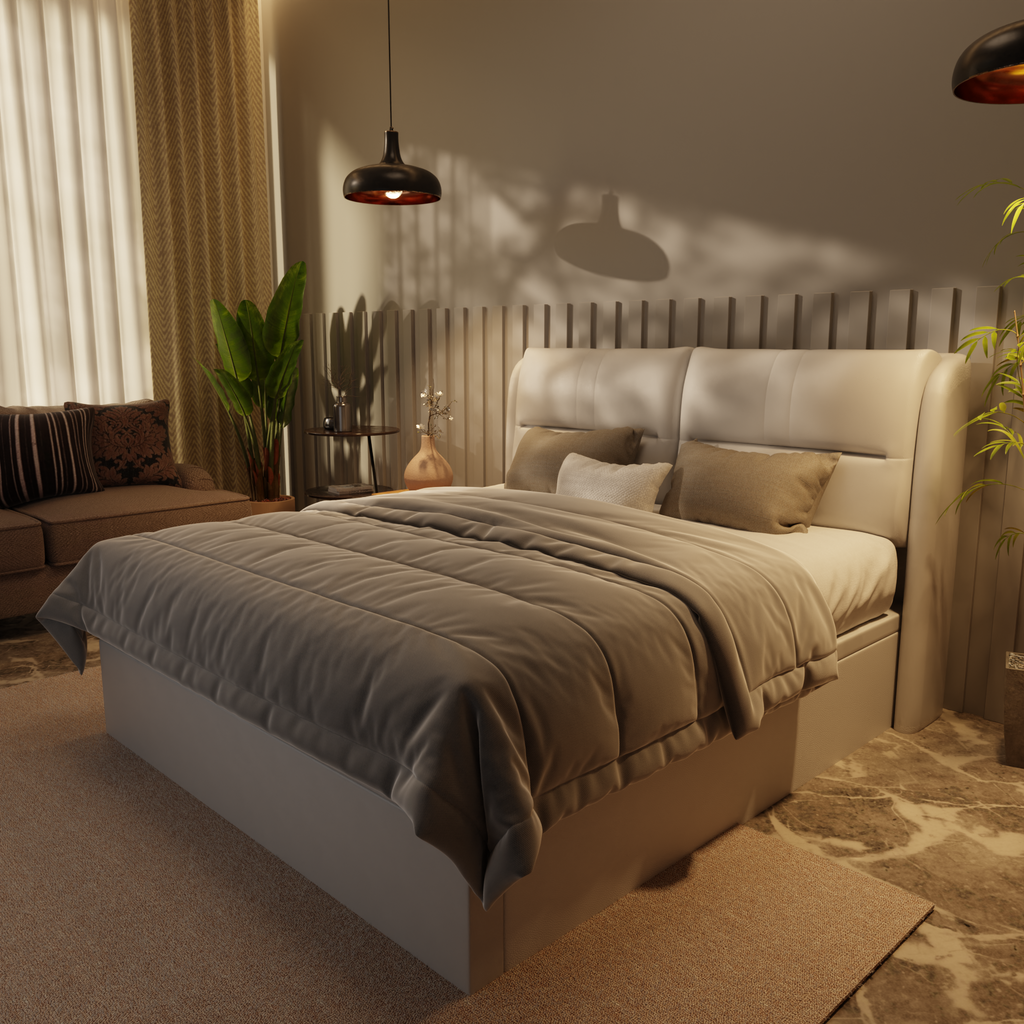 Linqe Genuine Leather Storage Bed (Gas Lift) by Esteller
