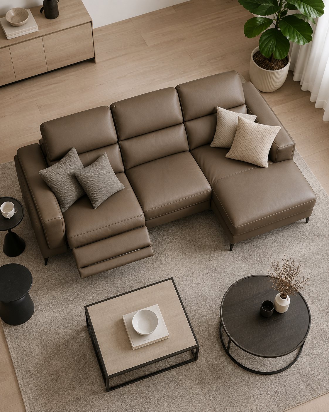 Burlington Genuine Leather Recliner Chaise Sofa