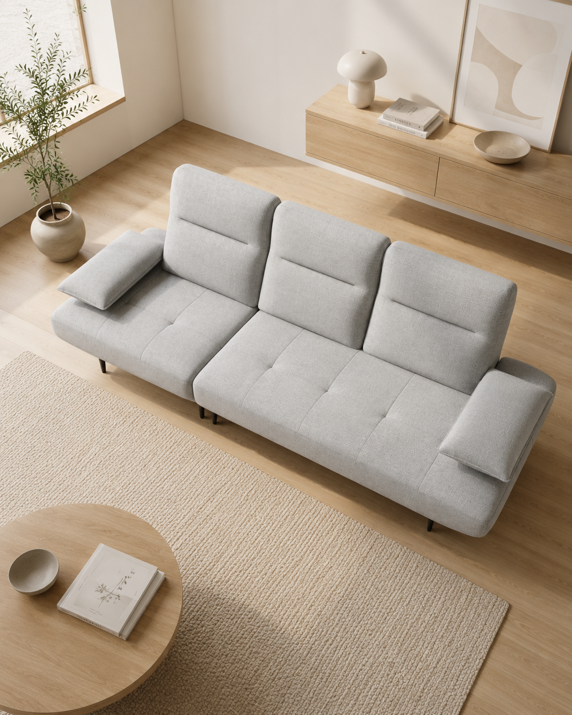 Larkin Fabric Adjustable Backrest & Armrest Sofa