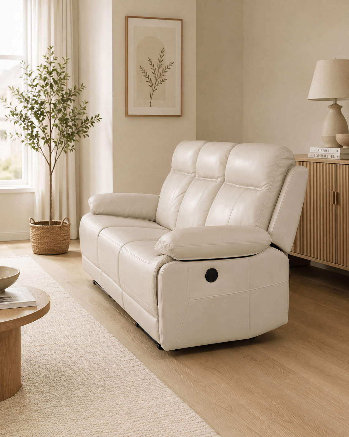 Wycliffe Genuine Leather Recliner Sofa