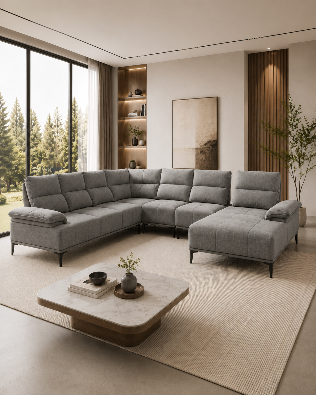 Calix Fabric Adjustable Backrest Corner Sofa