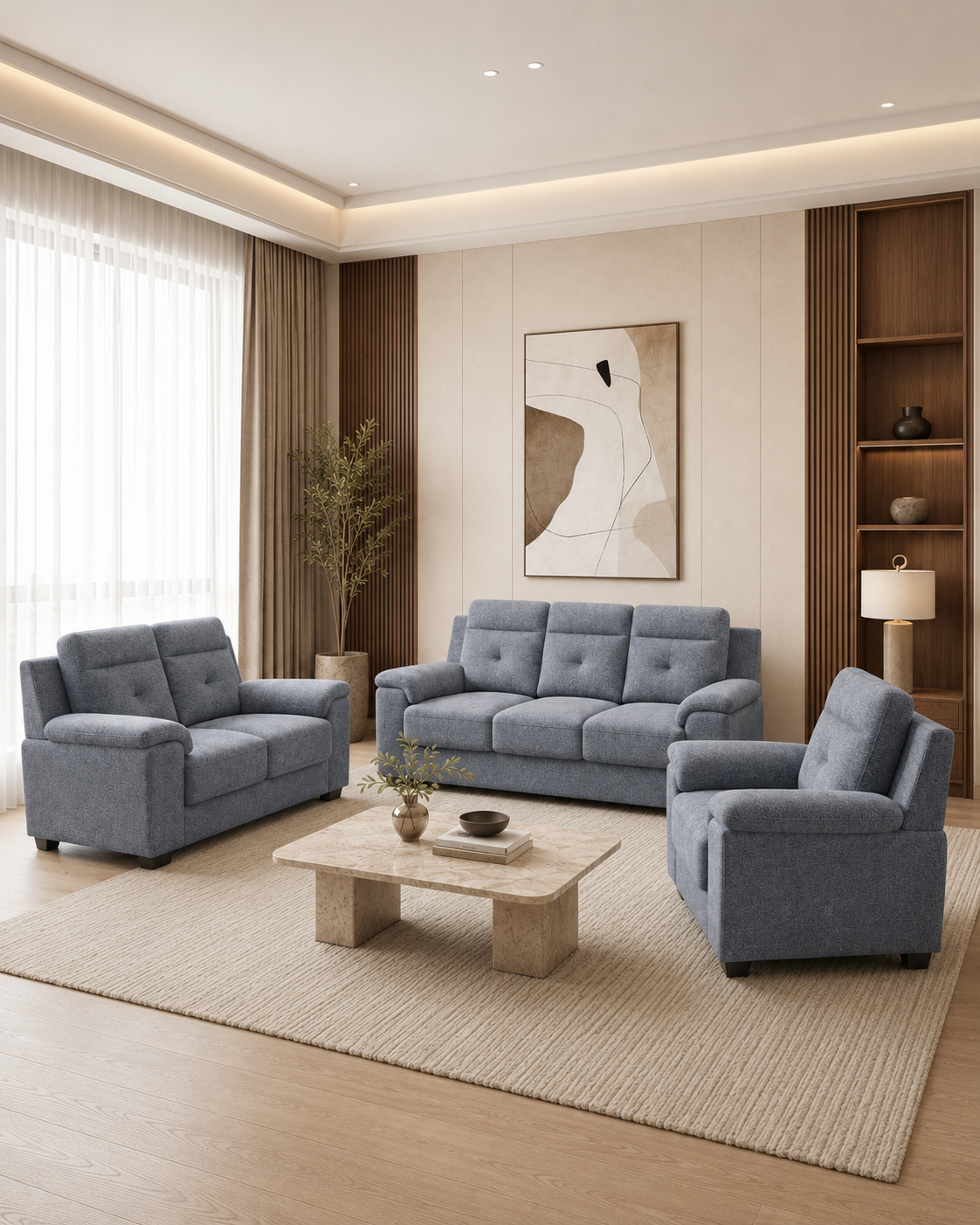 Ashby Fabric Sofa Set