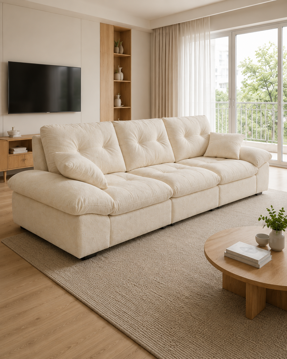 Brielle Fabric Adjustable Backrest Sofa