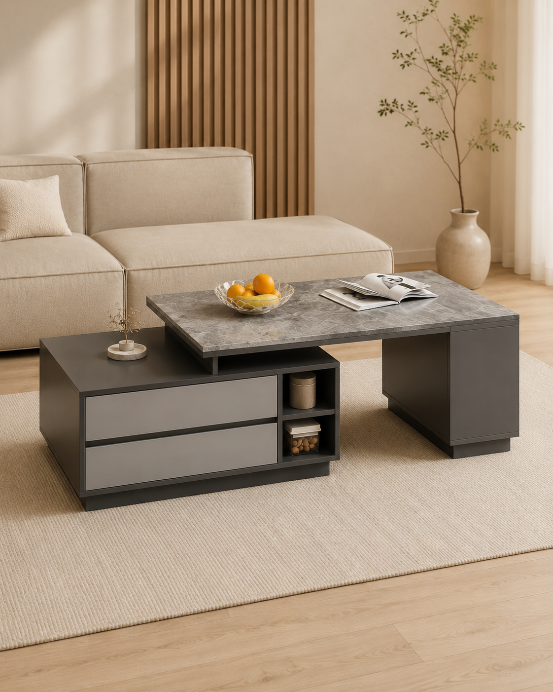 Alden Sintered Stone Extendable Coffee Table