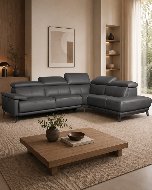 Langford Genuine Leather Recliner Sectional Sofa