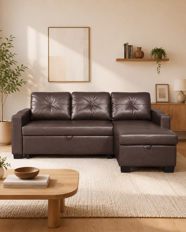 Darsen Faux Leather Storage Sofa Bed