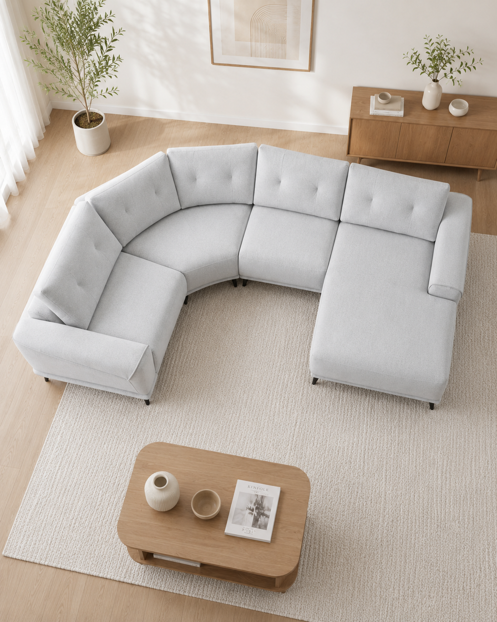 Cambria Fabric Adjustable Headrest Recliner Corner Sofa