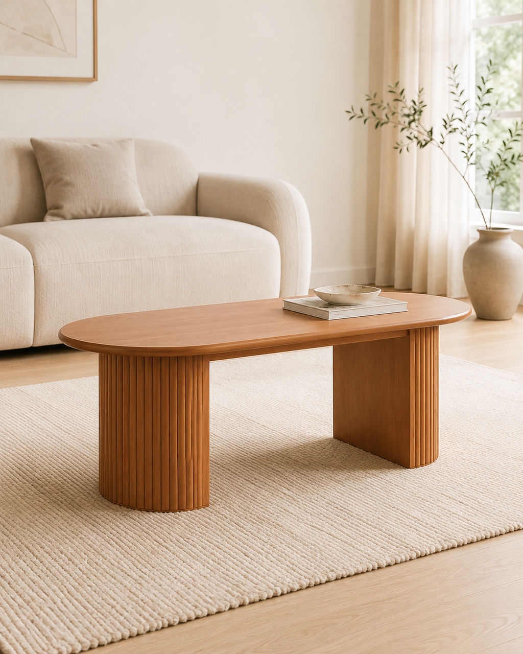Lino Wooden Oval Coffee Table