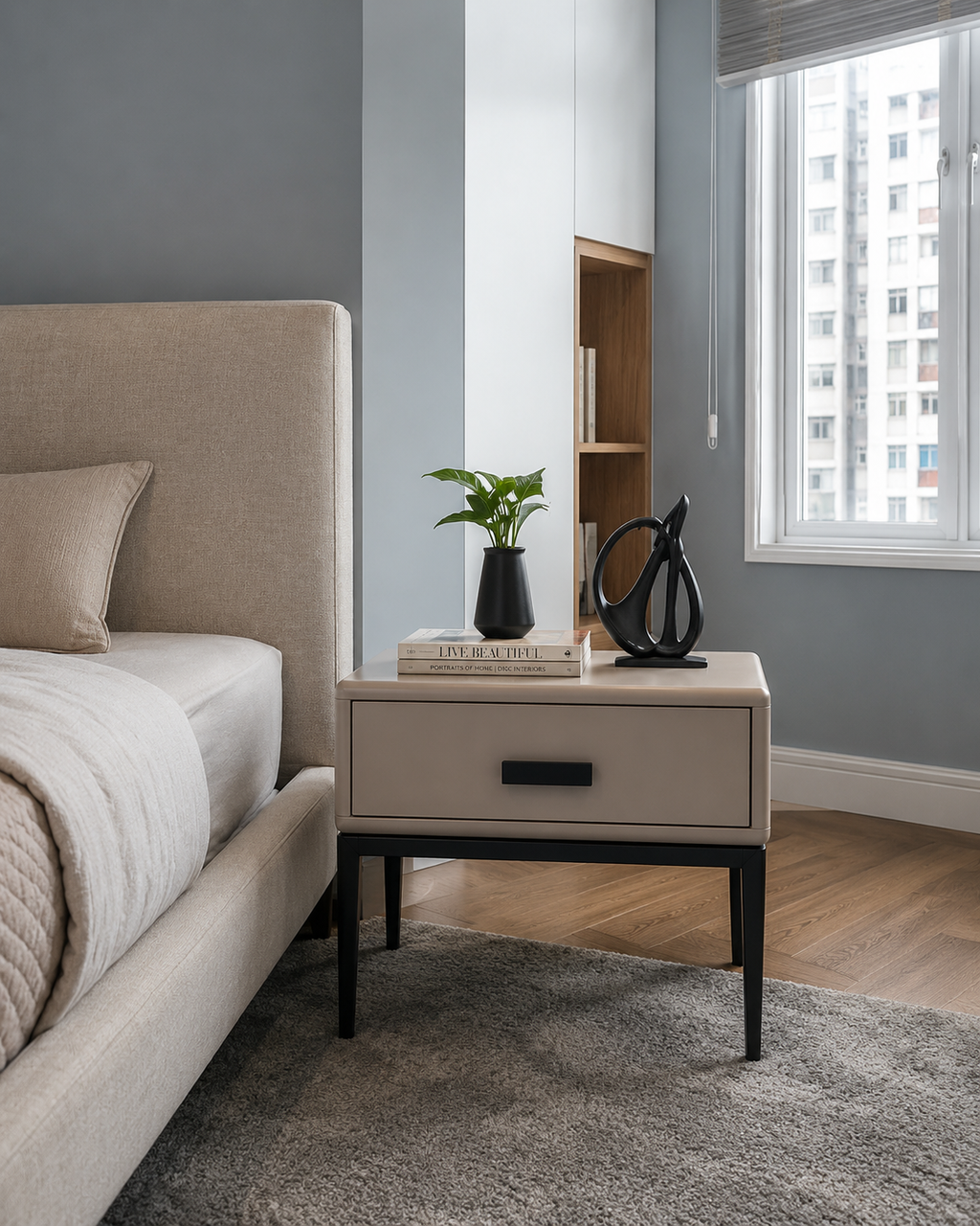 Corin Taupe Bedside Table
