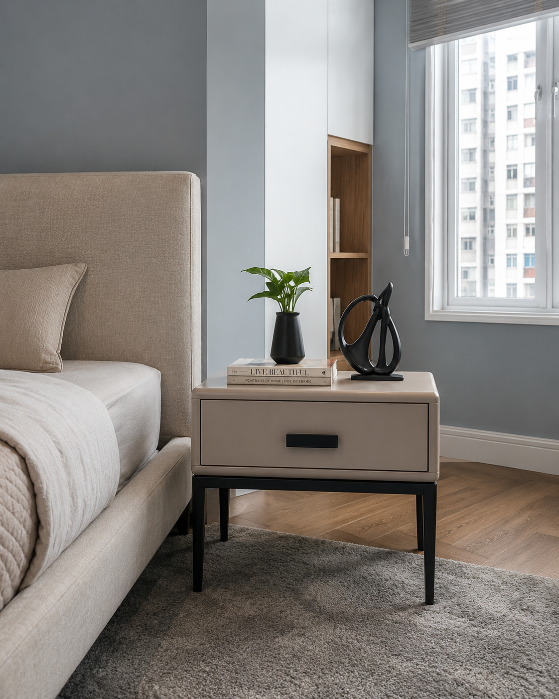 Corin Taupe Bedside Table
