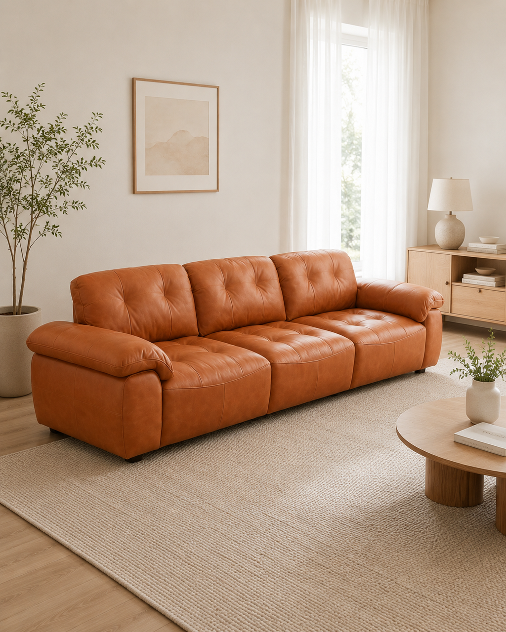Vionna Leather Adjustable Backrest Sofa