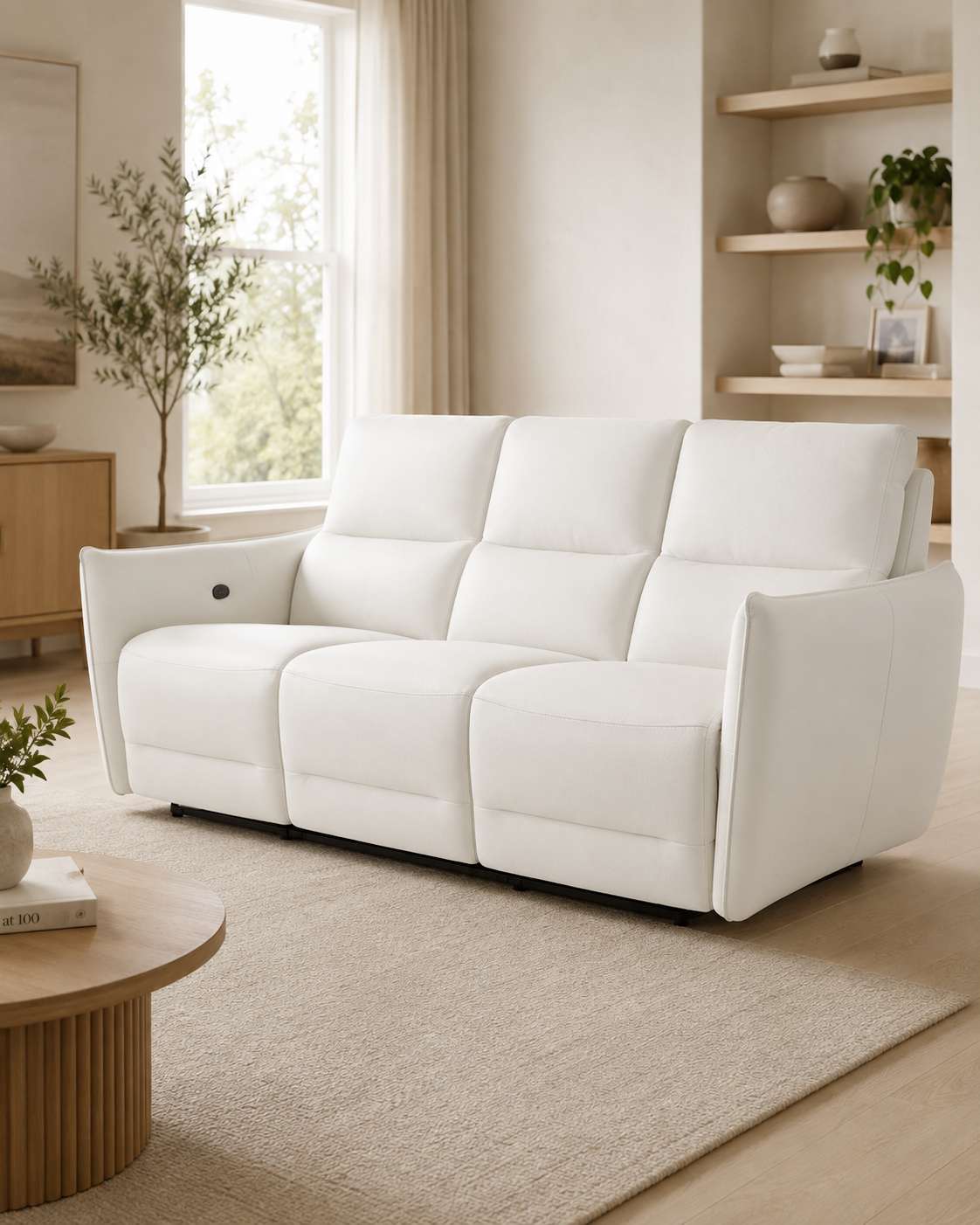 Worthington Half Leather Recliner Sofa