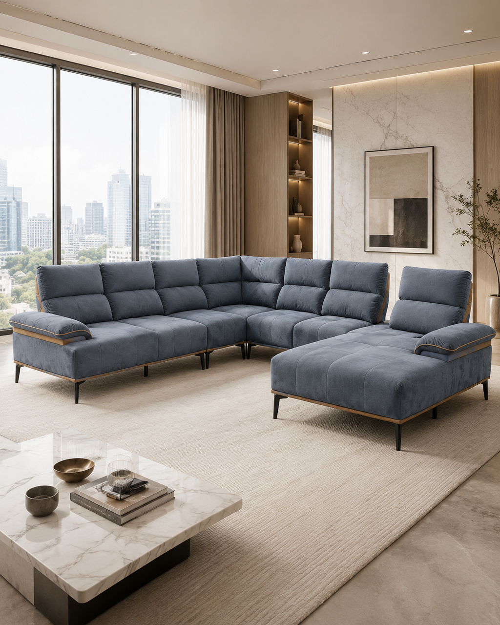Vale Fabric Adjustable Backrest Corner Sofa