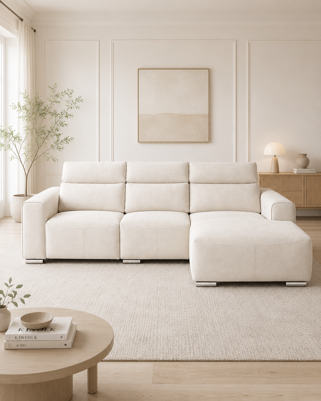 Alba Fabric Adjustable Headrest Recliner Sectional Sofa