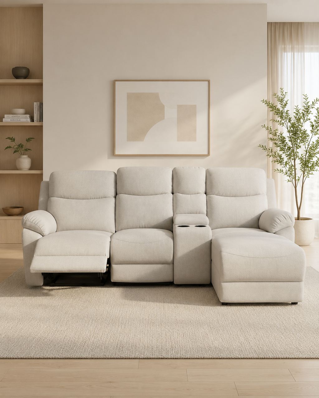 Elara Fabric Recliner L-Shaped Sofa