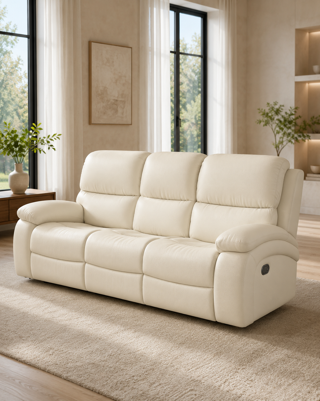 Avermont Cowhide Half-Leather Recliner Sofa