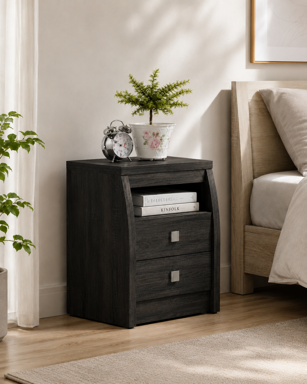 Kael Dark Oak Bedside Table
