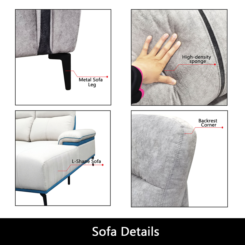 Amby Fabric L-Shaped Sofa by Esteller (Pet Friendly & Easy Clean)