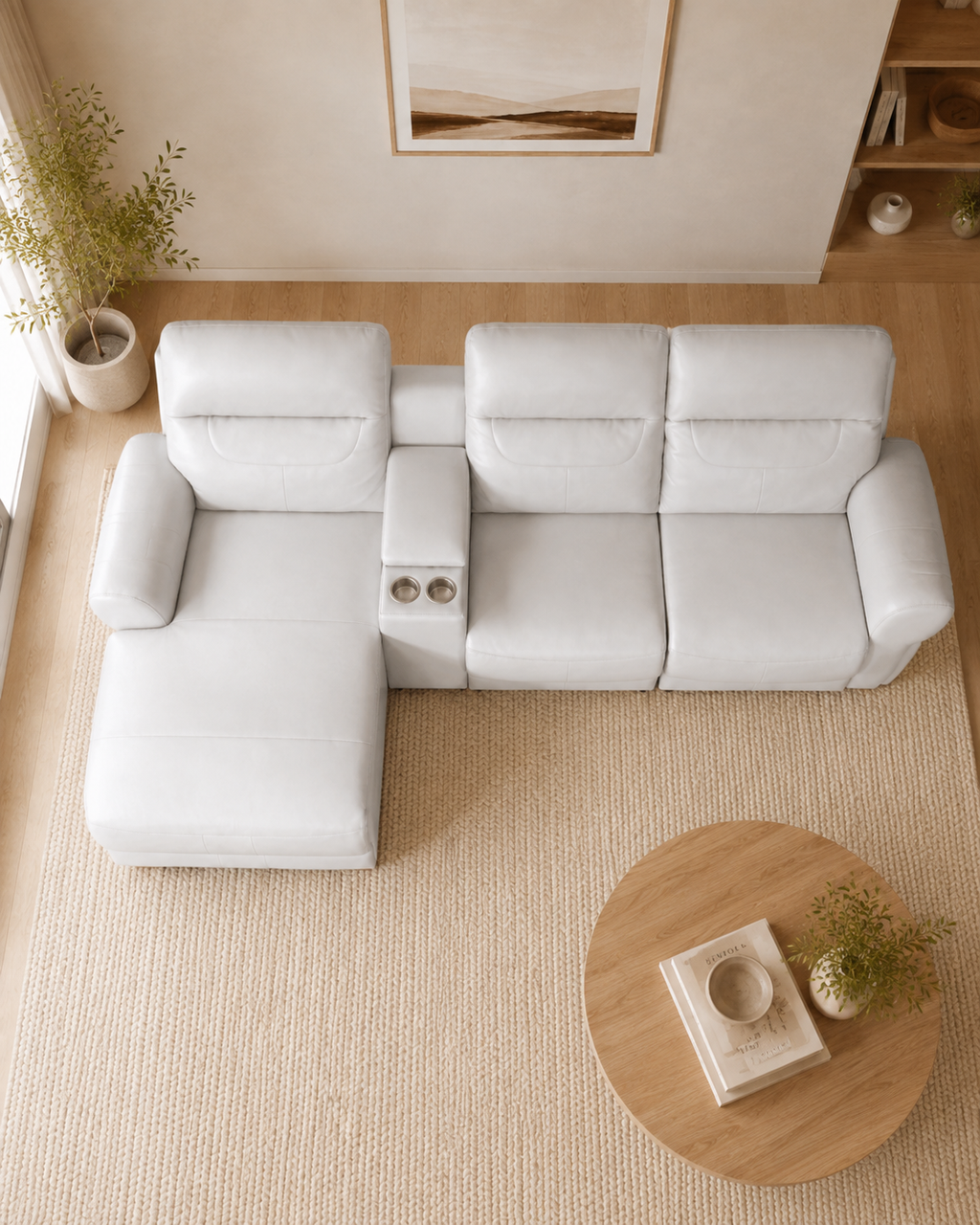 Cavendish Genuine Leather Recliner Chaise Sofa
