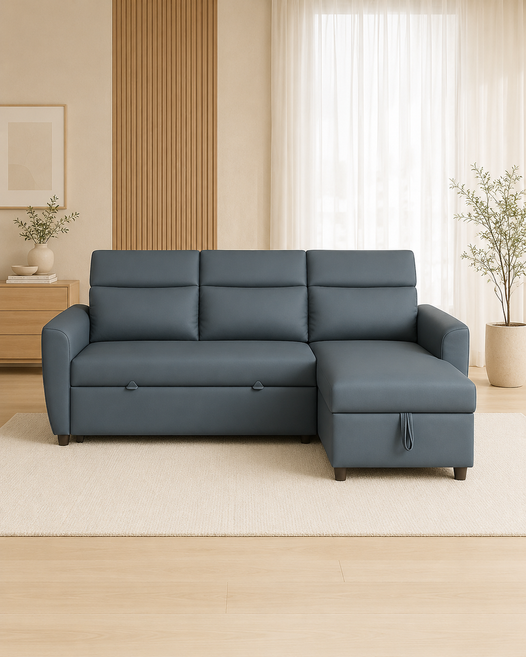 Thalen Faux Leather Storage Sofa Bed