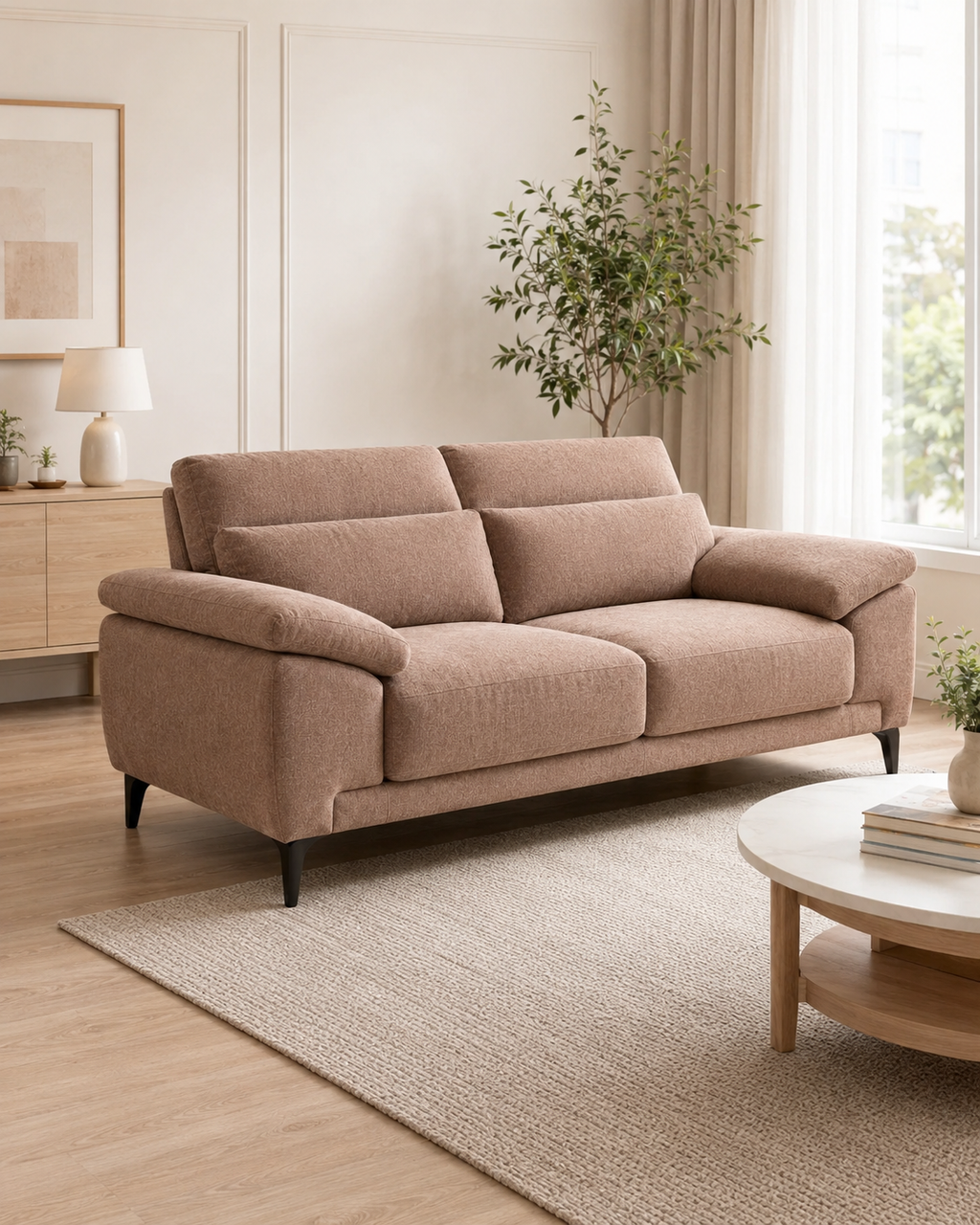 Roselle Fabric Adjustable Headrest Sofa