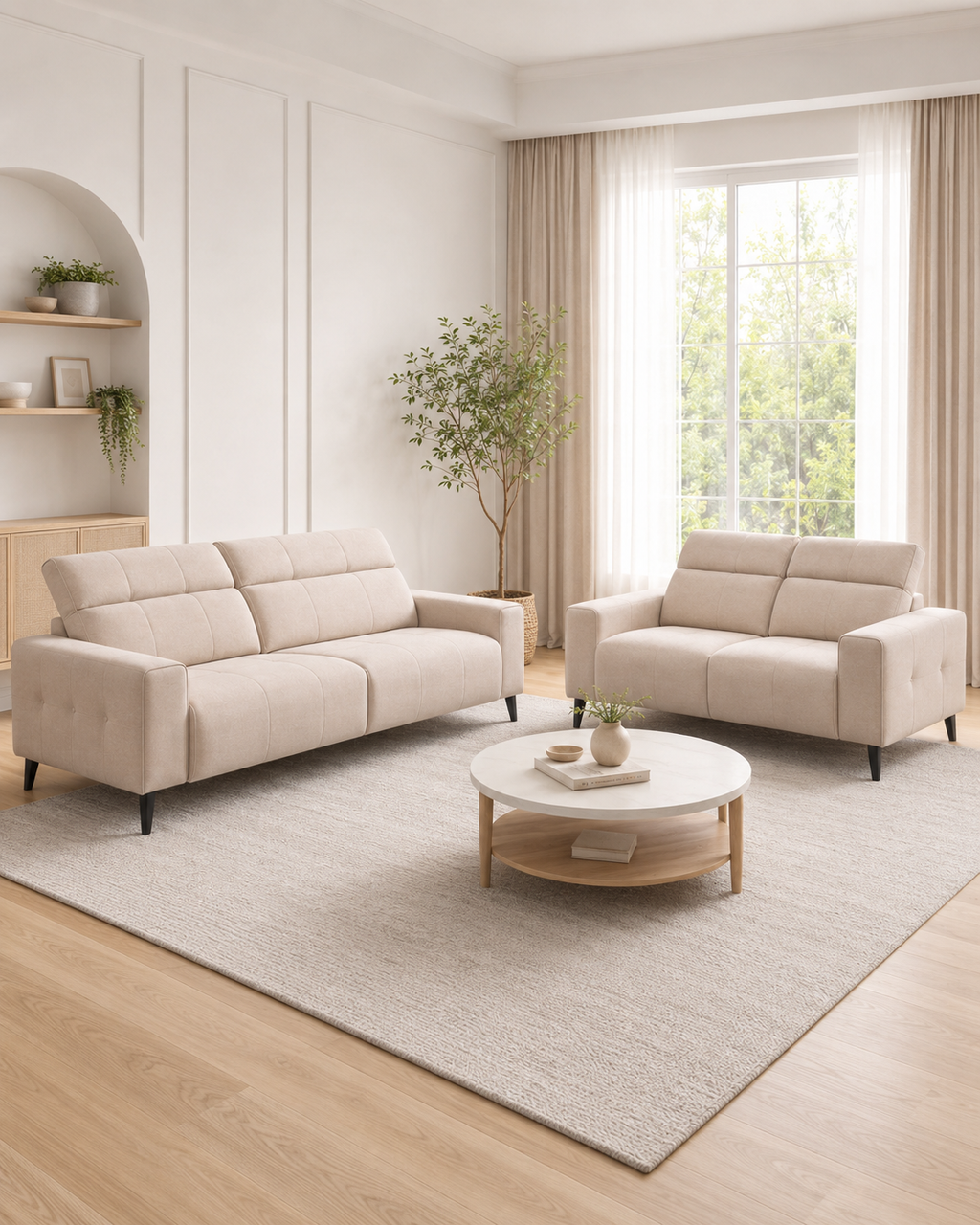 Perrin Fabric Adjustable Headrest Sofa Set