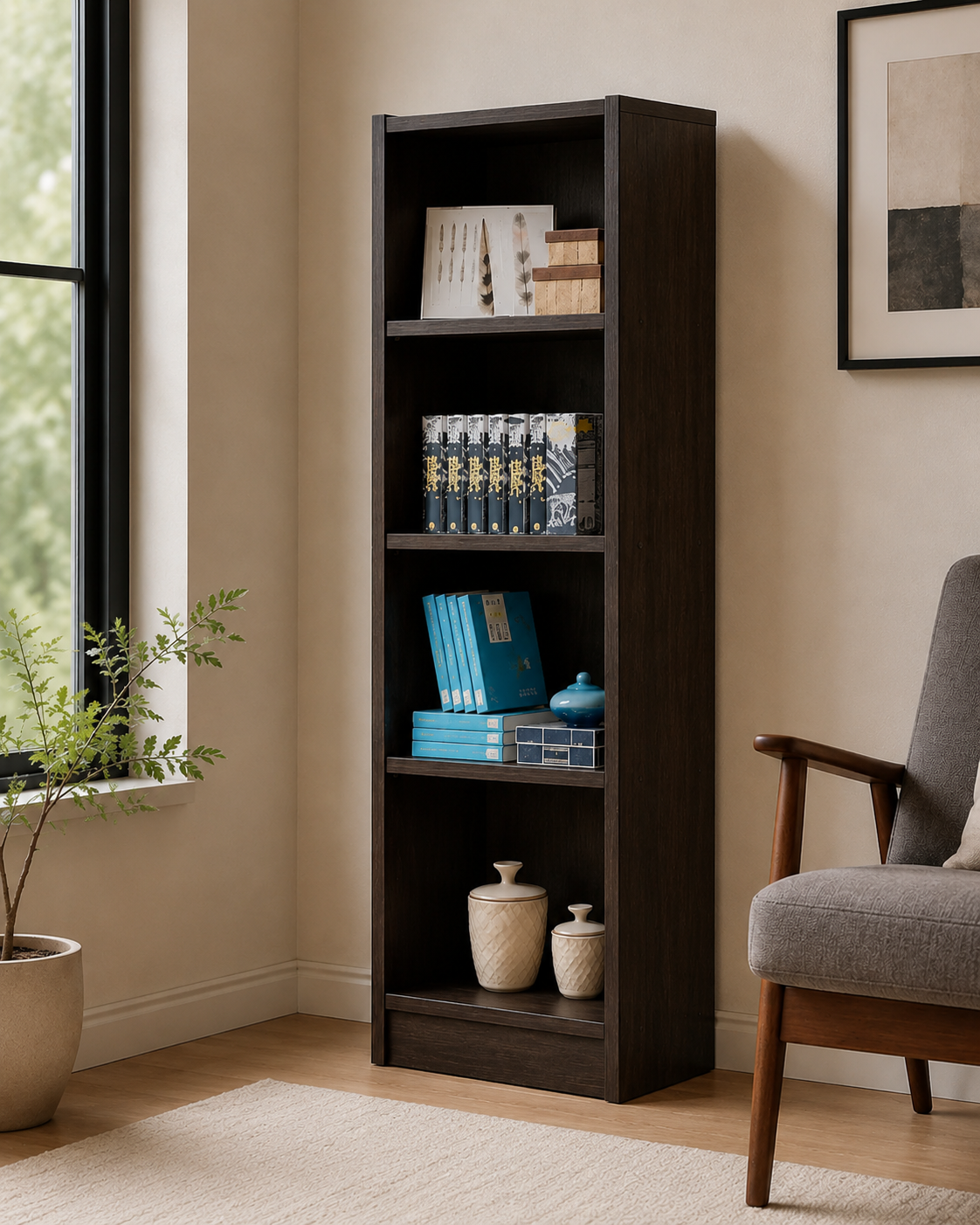 Orin Walnut Open Bookshelf