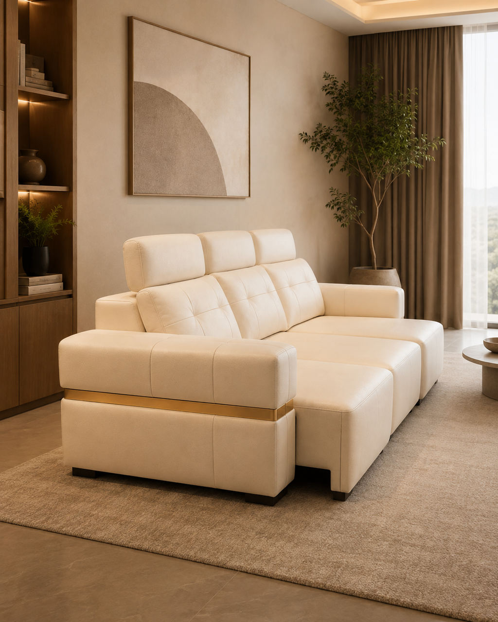 Langley Genuine Leather Electric Extended Seat Sofa