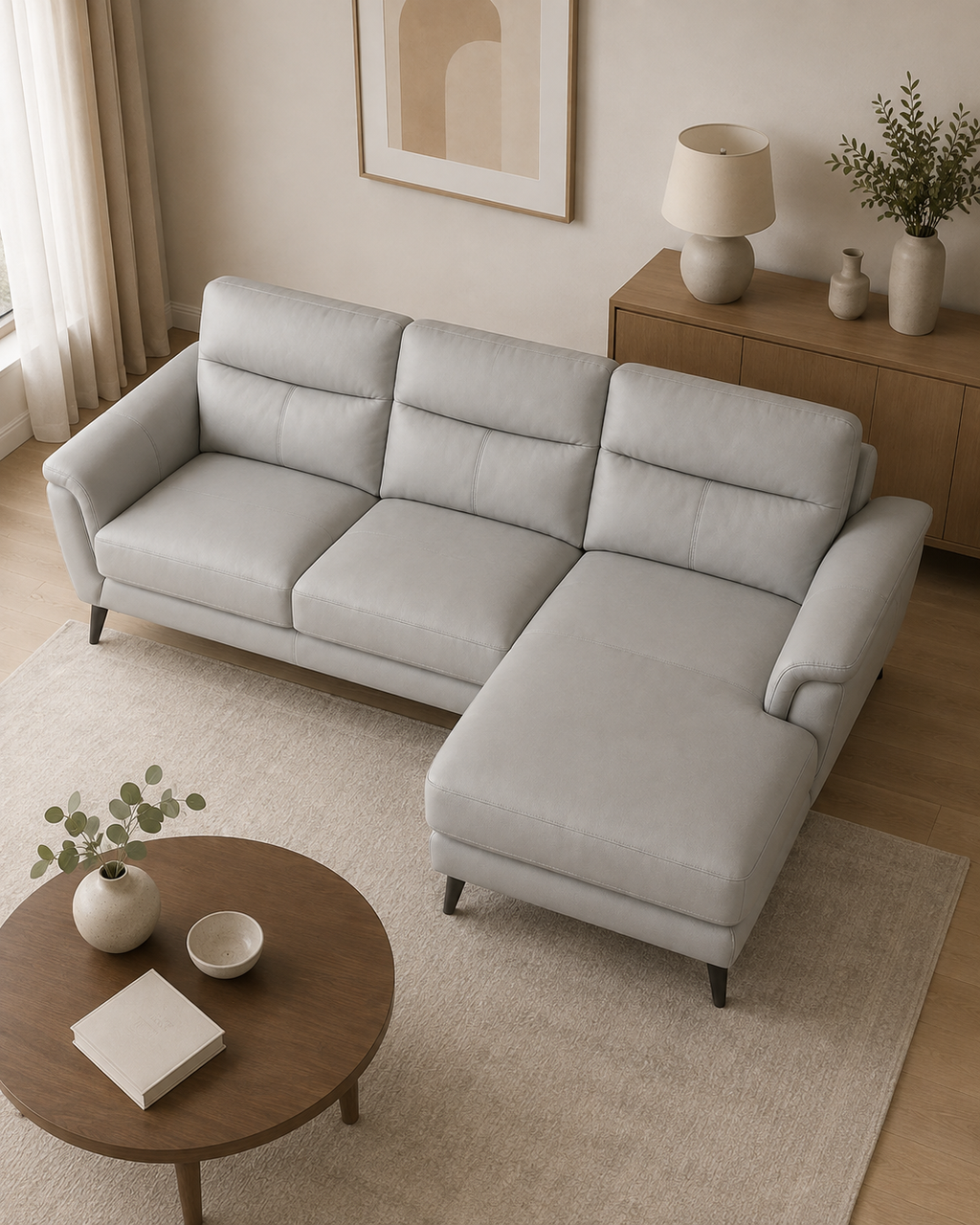 Canterbury Half Leather Chaise Sofa