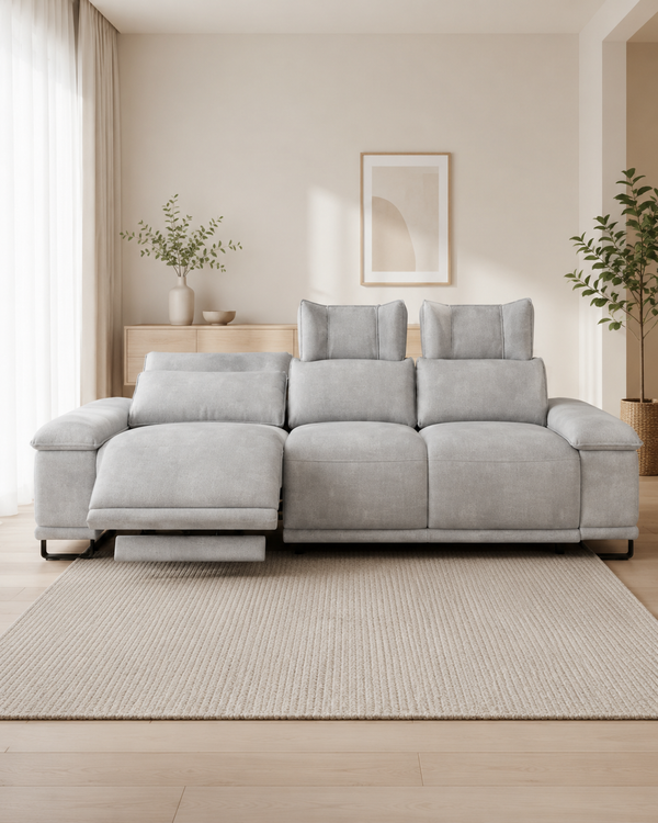 Mirelle Fabric Adjustable Headrest Recliner Sofa