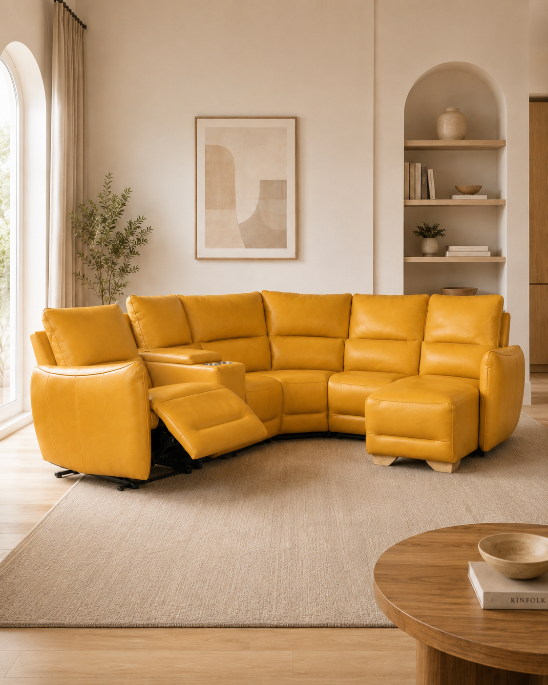 Mansfield Half Leather Recliner Sectional Sofa