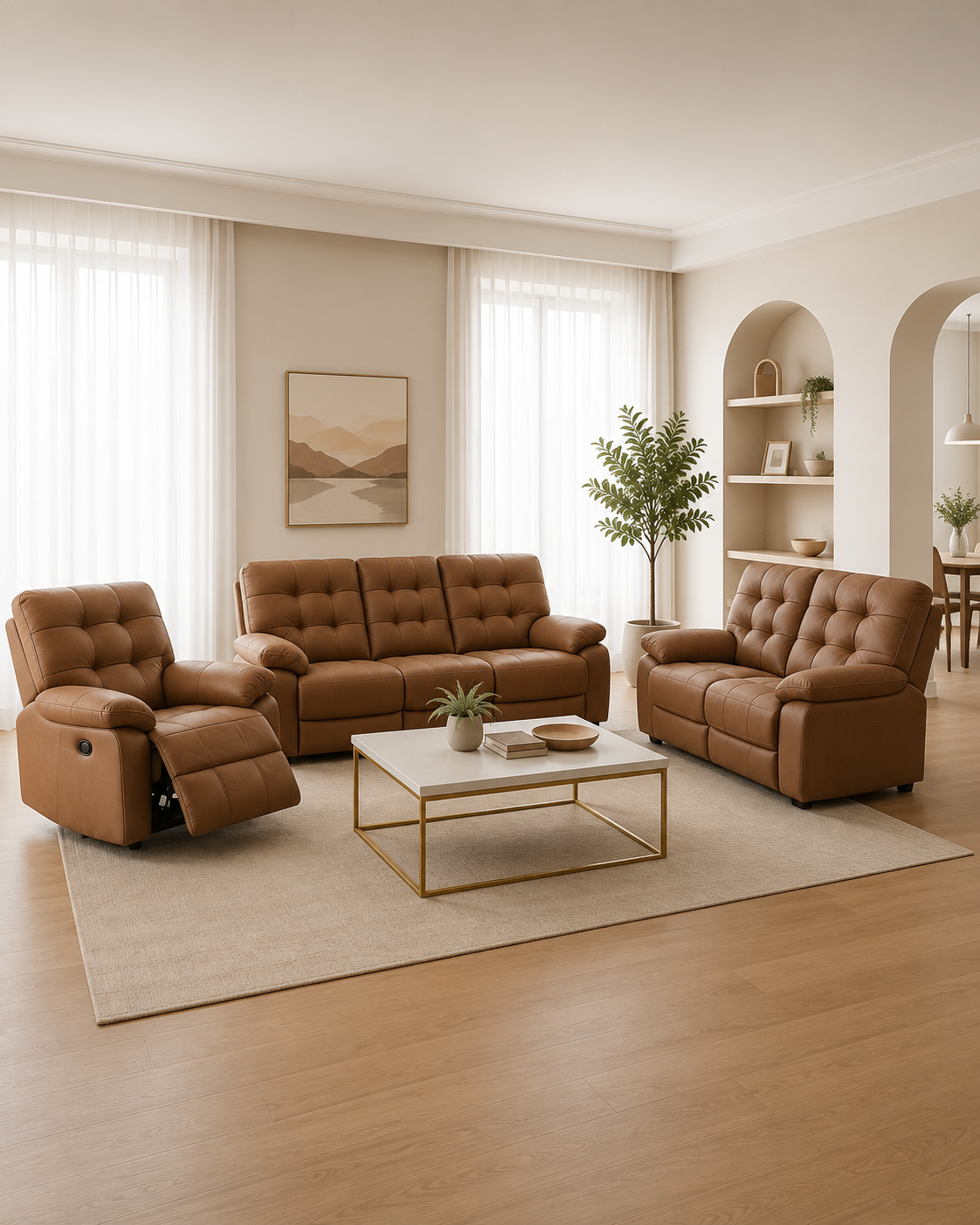 Camden Genuine Leather Recliner Sofa