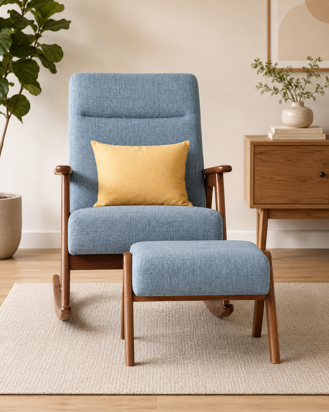 Berwick Wooden Rocking Chair with Ottoman